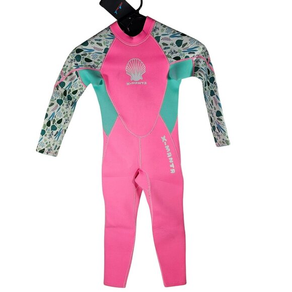 X-Manta Kids Full-Body Wetsuit Size XL Pink Neoprene NWT Floral Accents - Picture 1 of 11